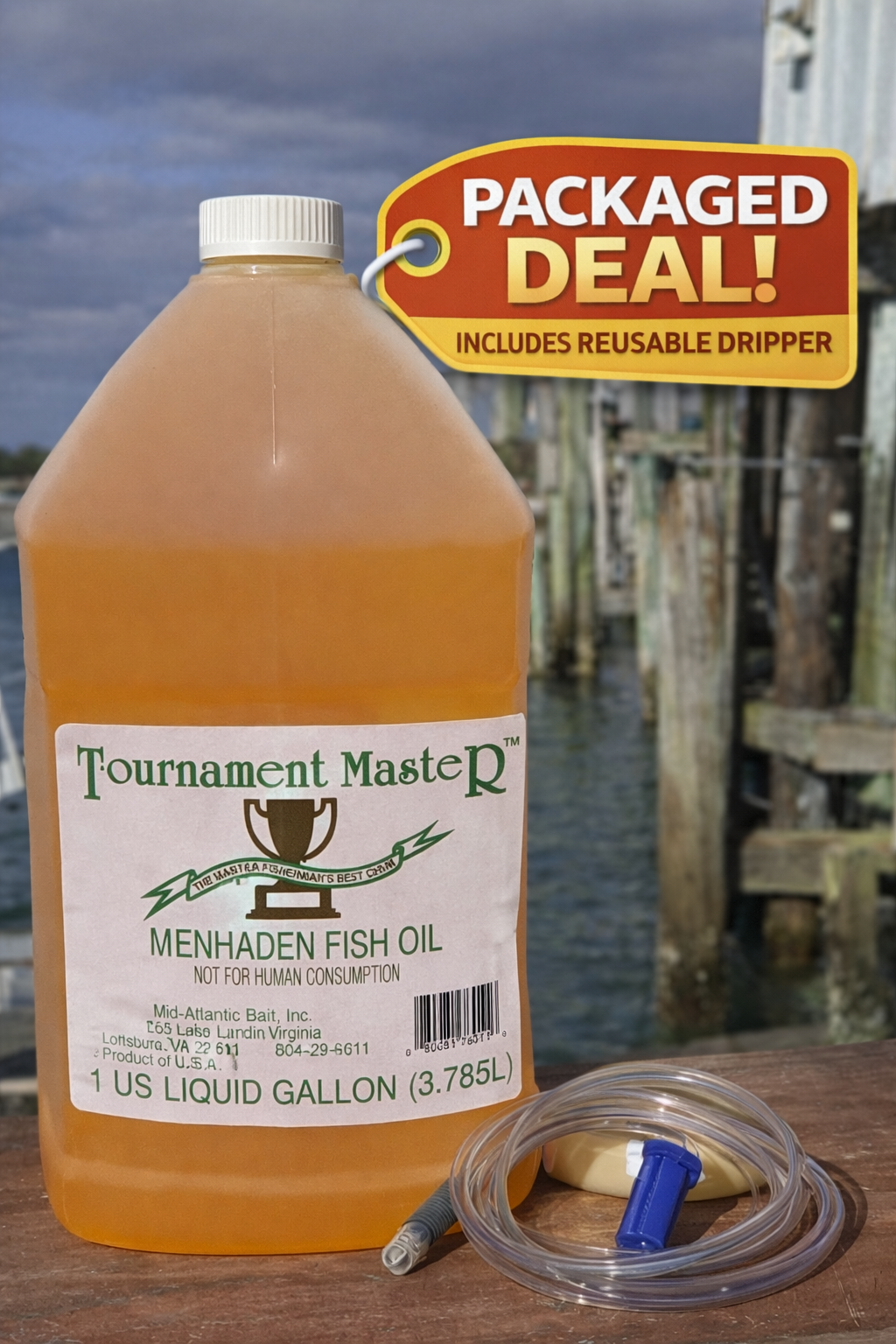 1 Gallon Menhaden Oil + Dripper - PACKAGED DEAL